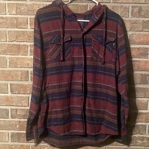 Men's Casual Button Down Shirt - Red and Blue Plaid Graphics